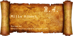 Milla Albert névjegykártya